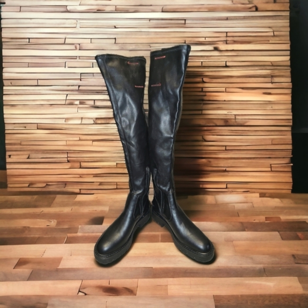 Sarto Studio Franco AFERA black faux leather over the knee boot  sz 7.5